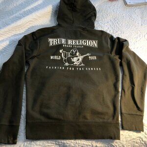 True Religion Mens Sweatshirt S Green White Large Graphic on Back